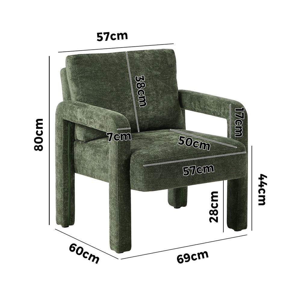 2x Velvet Armchair Accent Chair 1 Seater Lounge Sofa Beige/Grey/Green Upholstered Seating