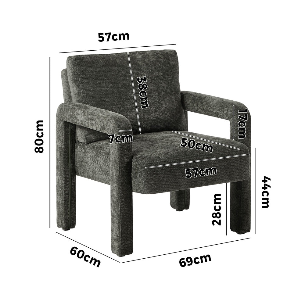 2x Velvet Armchair Accent Chair 1 Seater Lounge Sofa Beige/Grey/Green Upholstered Seating