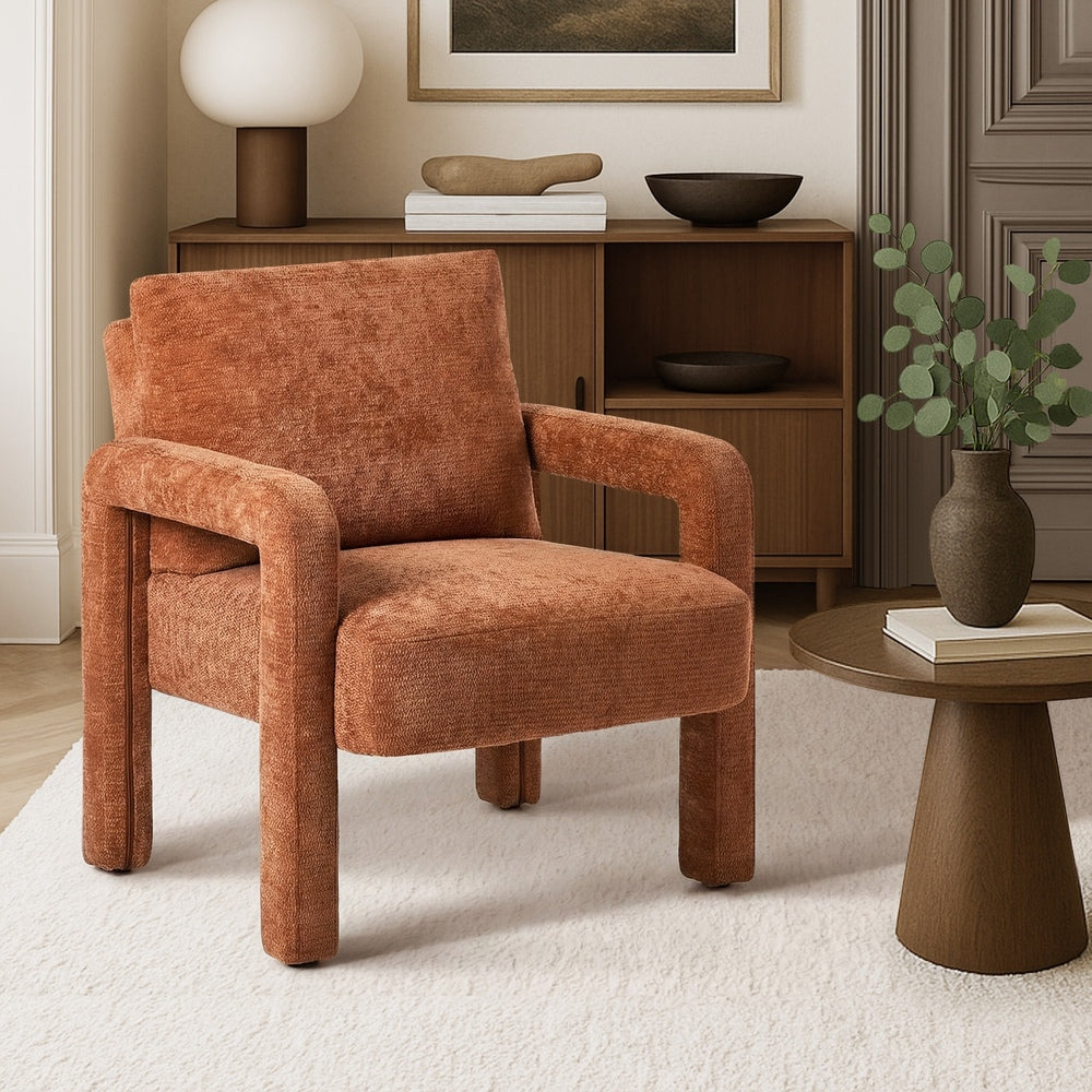 Armchair Velvet Chairs 1 Seater Lounge Sofa Chair Orange