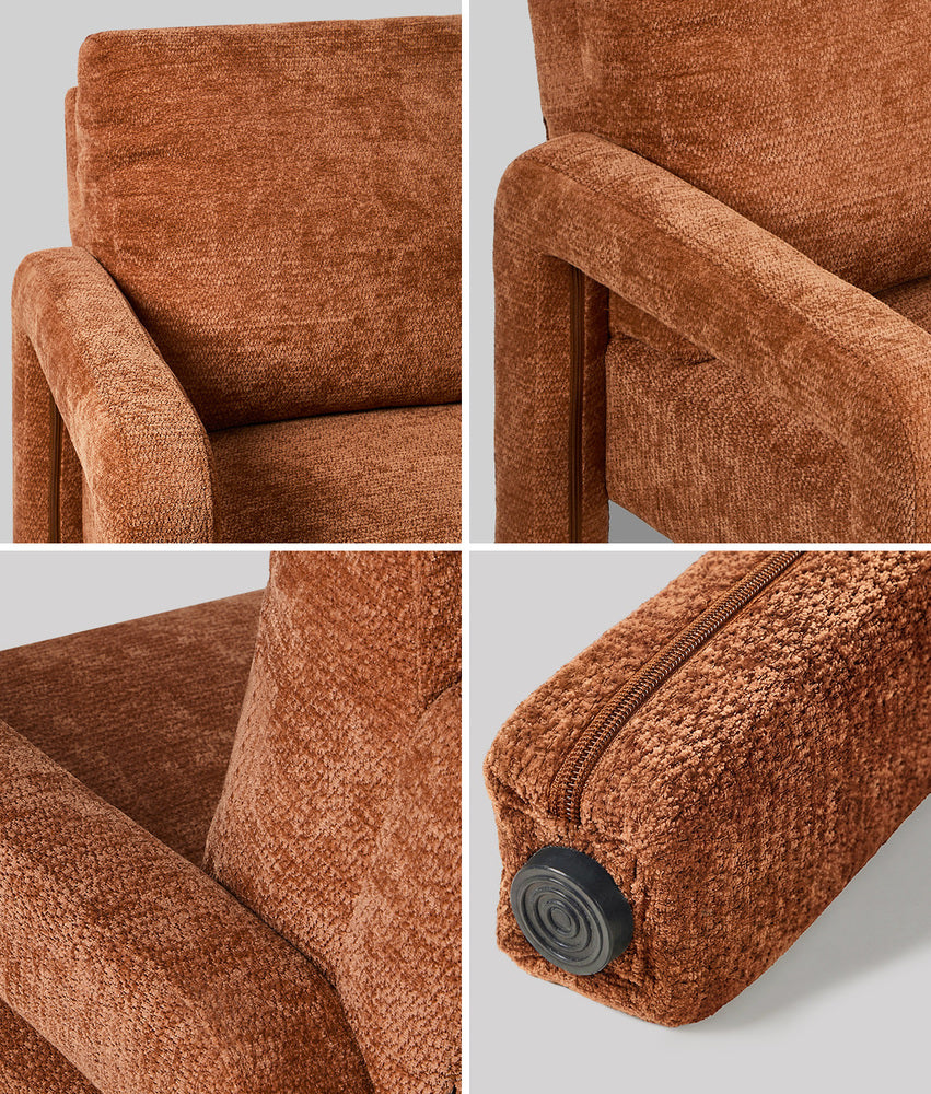 Armchair Velvet Chairs 1 Seater Lounge Sofa Chair Orange