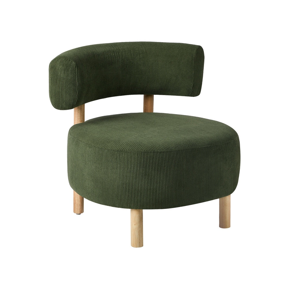 Wooden Armchair Lounge Chair Linen Fabric Accent Living Room Seat Beige /Orange/Green