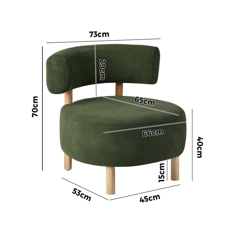 Wooden Armchair Lounge Chair Linen Fabric Accent Living Room Seat Beige /Orange/Green