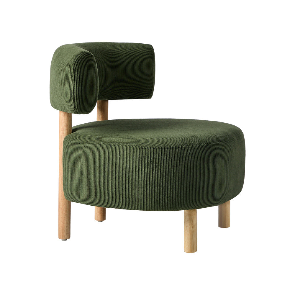 Wooden Armchair Lounge Chair Linen Fabric Accent Living Room Seat Beige /Orange/Green