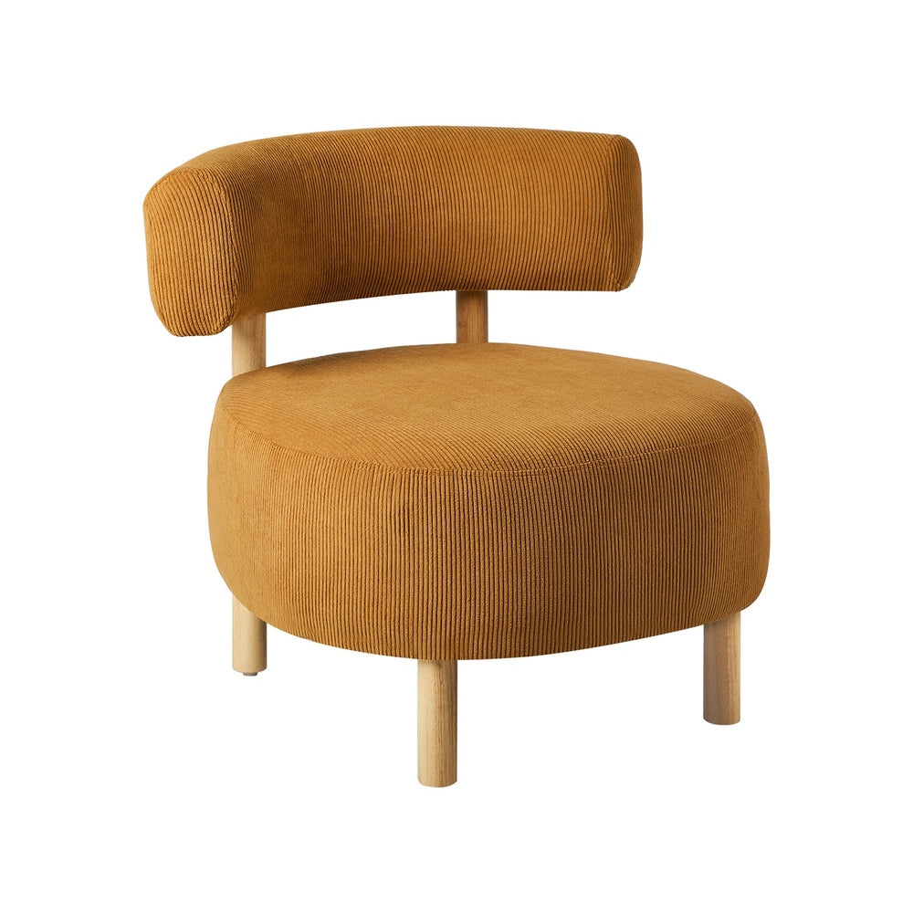 Wooden Armchair Lounge Chair Linen Fabric Accent Living Room Seat Beige /Orange/Green