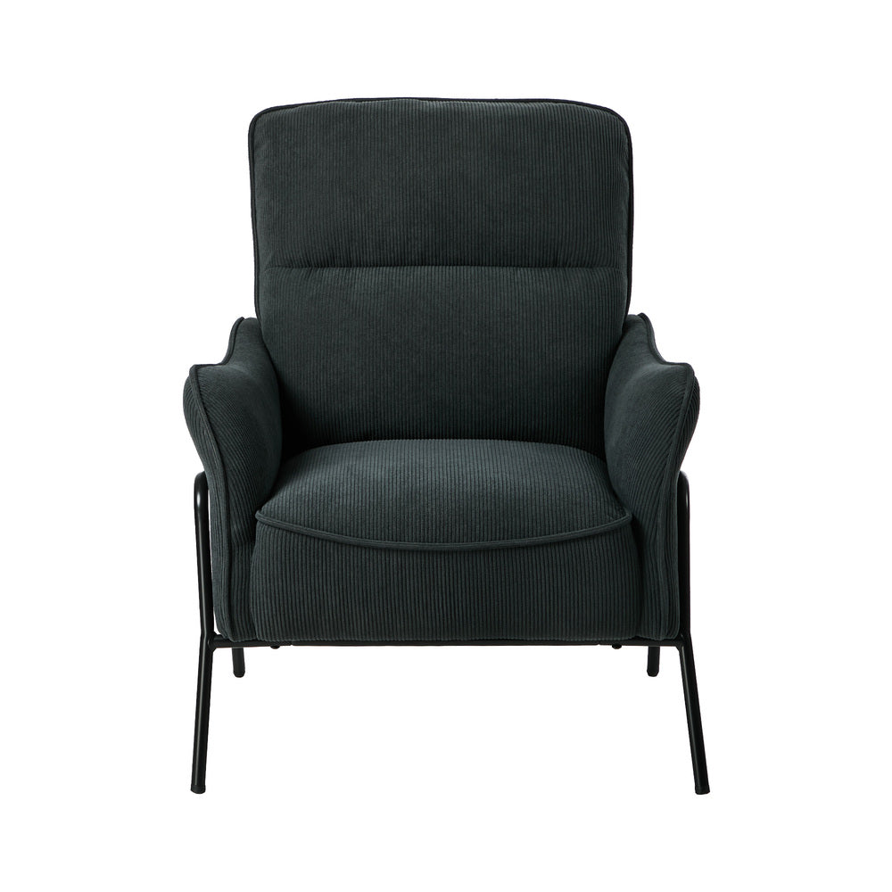 Modern Accent Armchair Lounge Collection High Back Velvet Fabric 86cm Grey Metal Legs