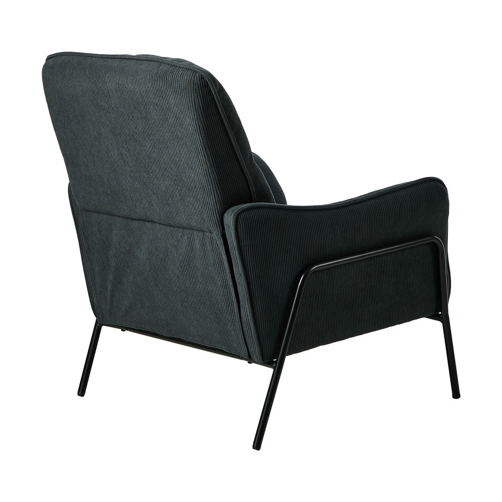 Modern Accent Armchair Lounge Collection High Back Velvet Fabric 86cm Grey Metal Legs