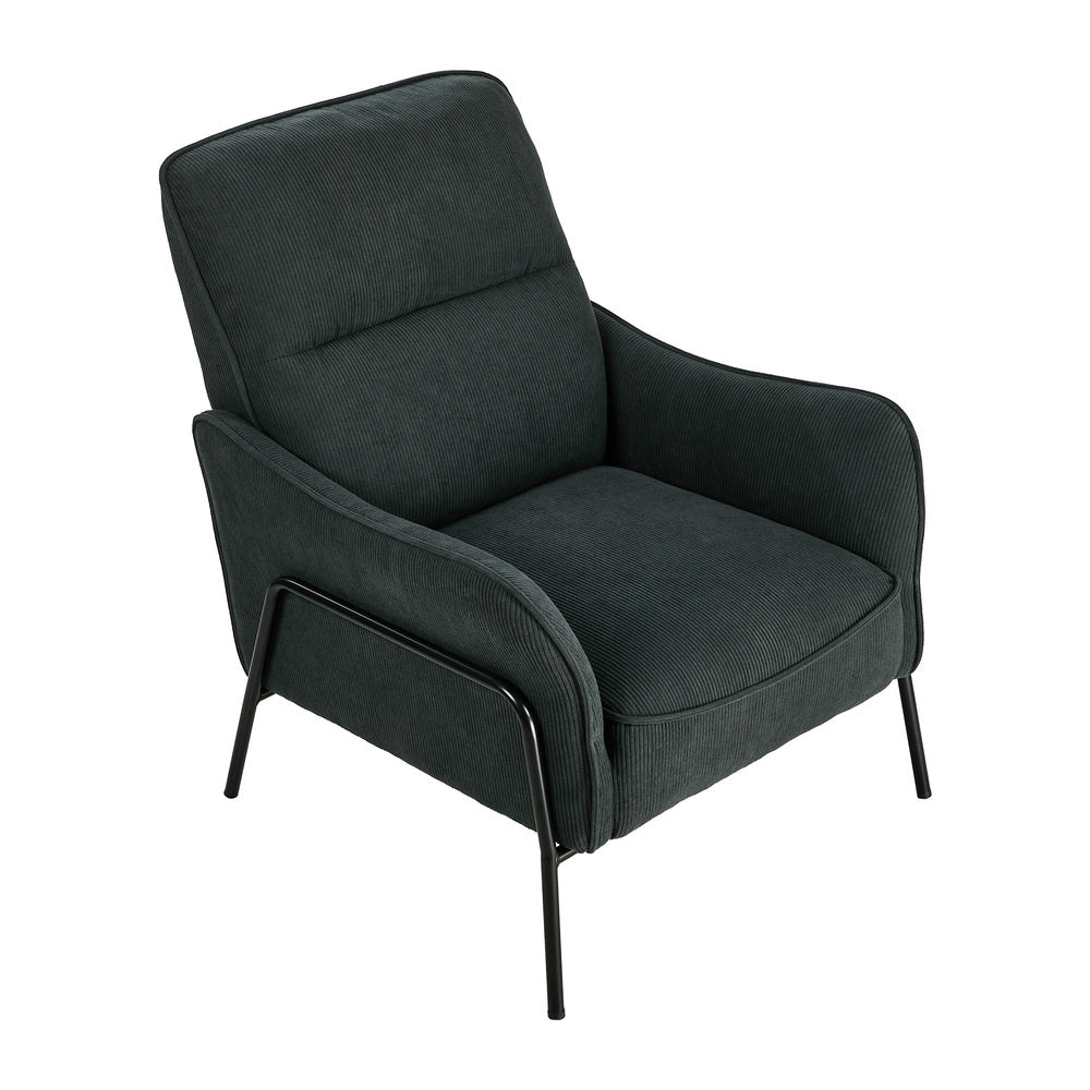 Modern Accent Armchair Lounge Collection High Back Velvet Fabric 86cm Grey Metal Legs