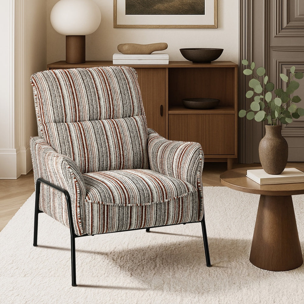 Modern Accent Armchair Lounge Collection High Back Velvet Fabric 86cm Grey Metal Legs