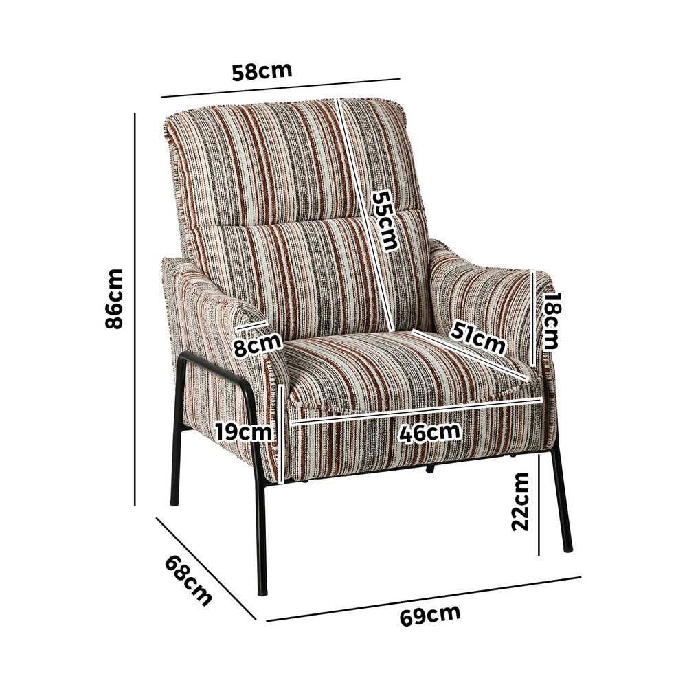 Modern Accent Armchair Lounge Collection High Back Velvet Fabric 86cm Grey Metal Legs