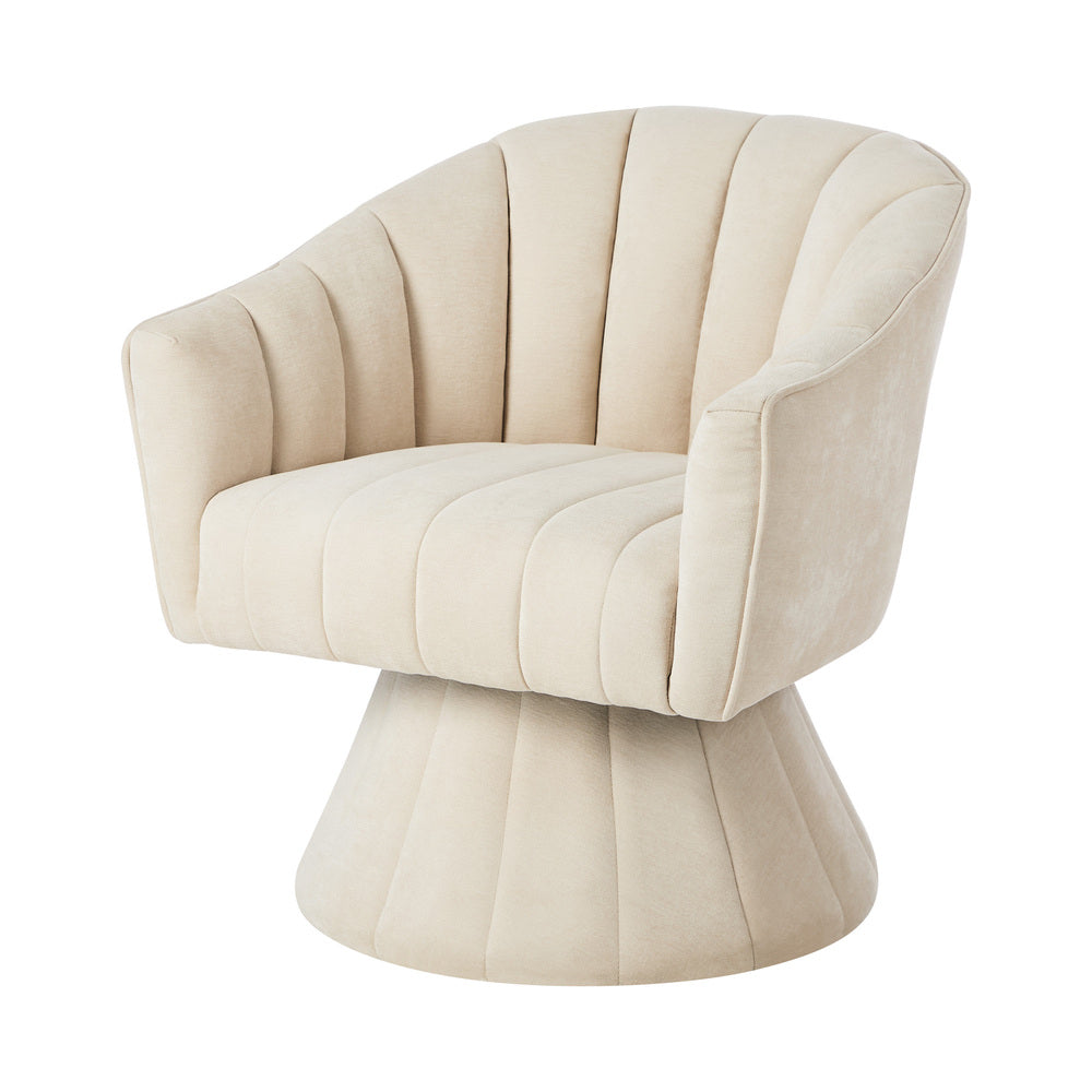 Swivel Armchair Linen Fabric Beige | Simpledeals