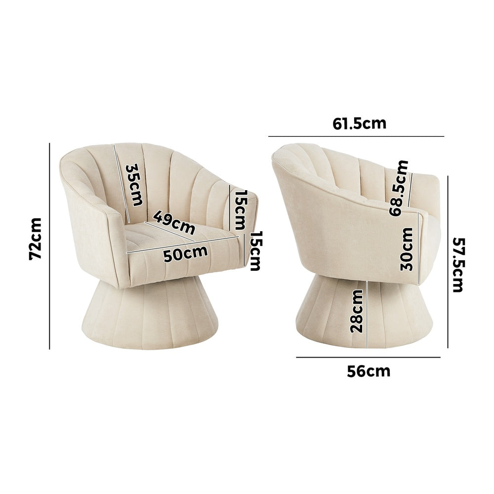 Swivel Armchair Linen Fabric Beige | Simpledeals