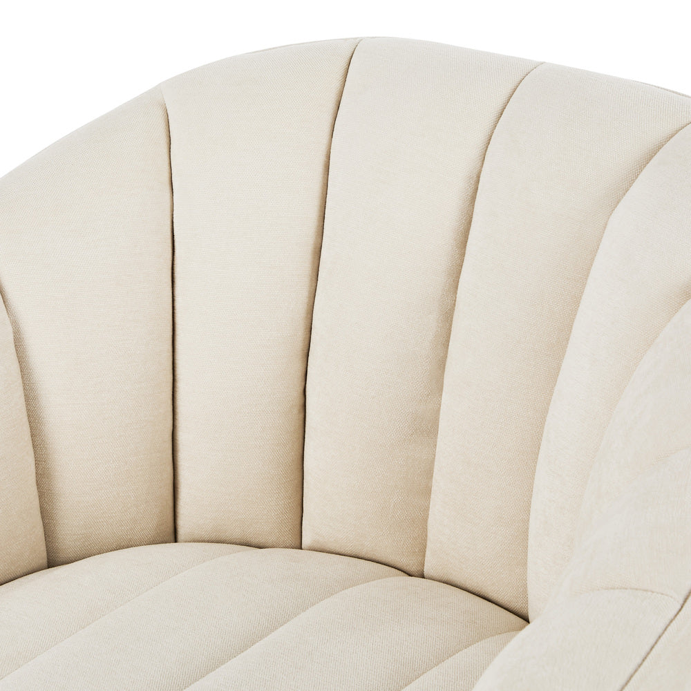Swivel Armchair Linen Fabric Beige | Simpledeals