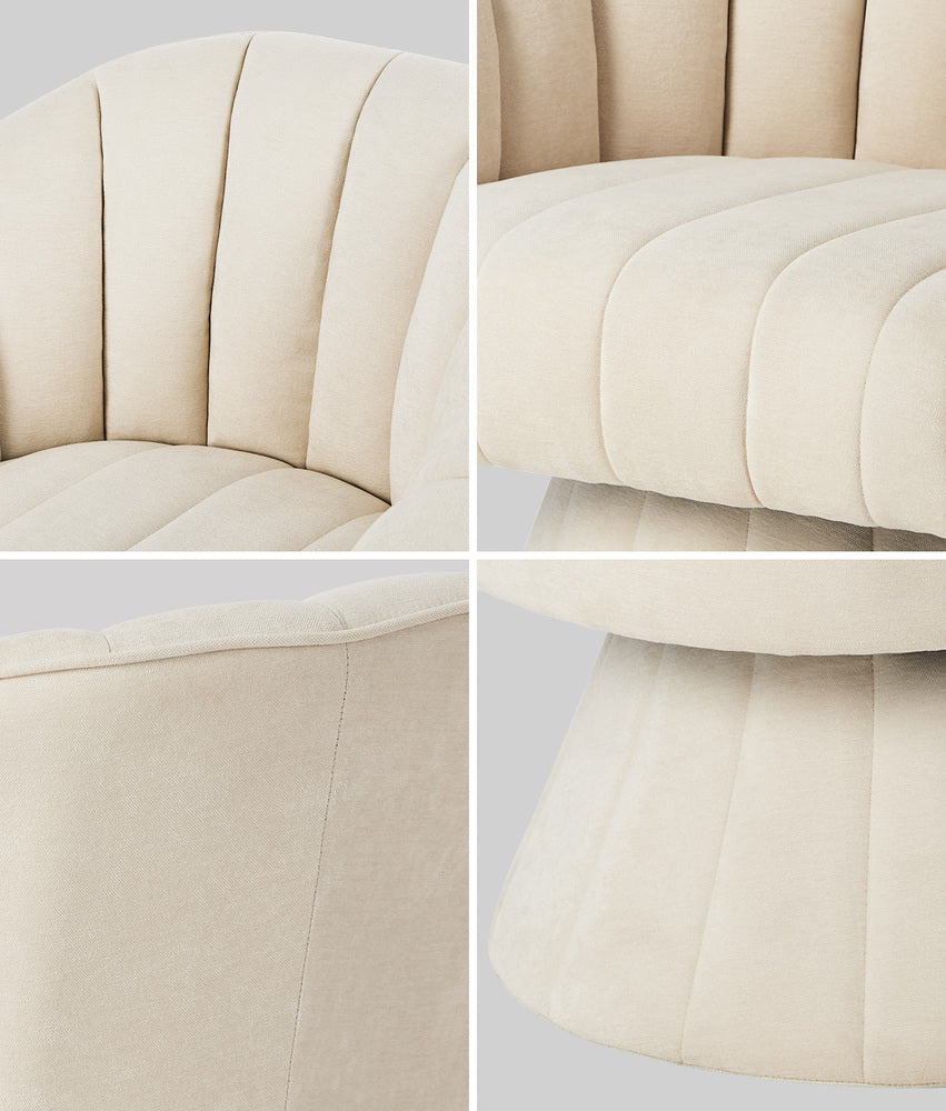 Swivel Armchair Linen Fabric Beige | Simpledeals