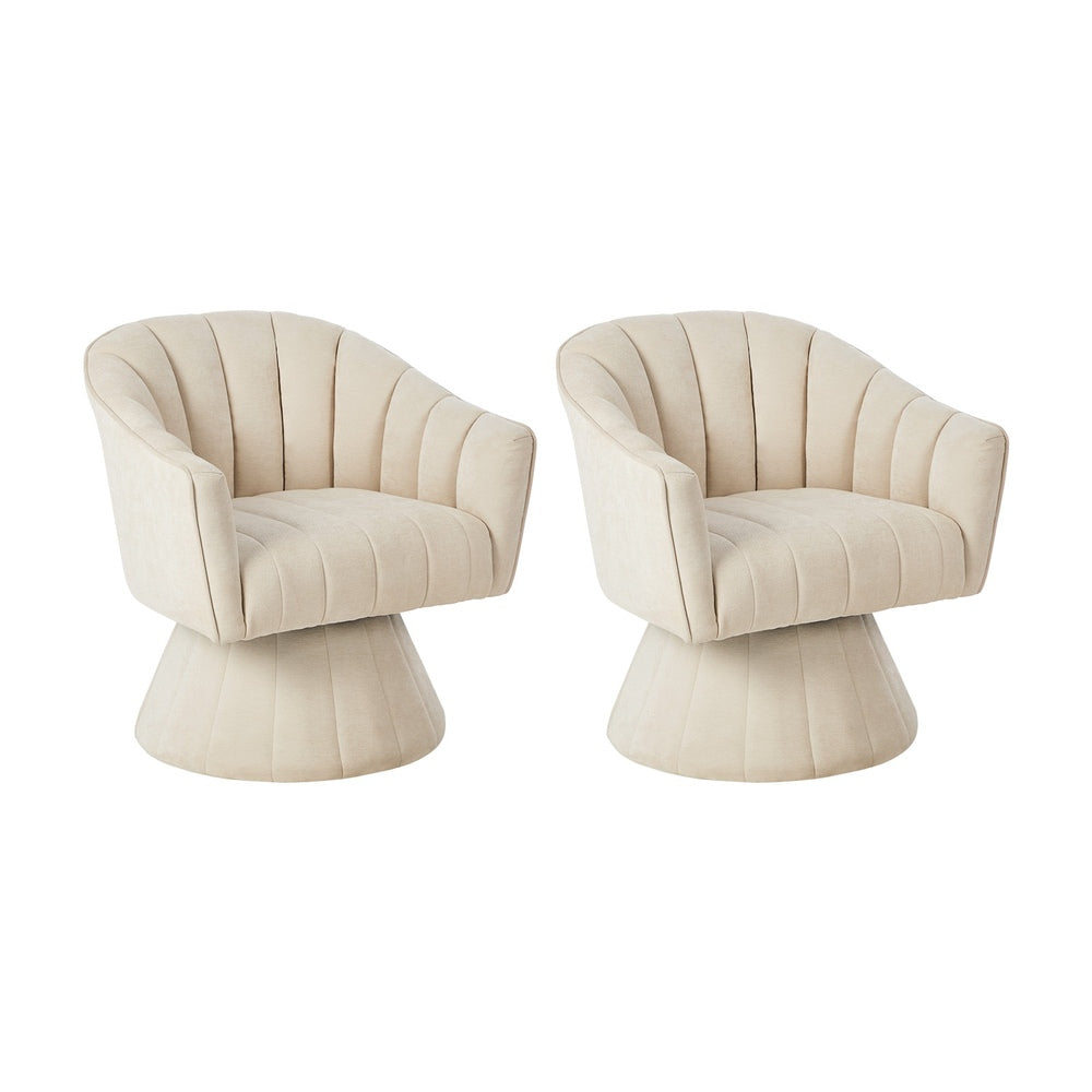 Swivel Armchair Linen Beige Set of 2 | Simpledeals