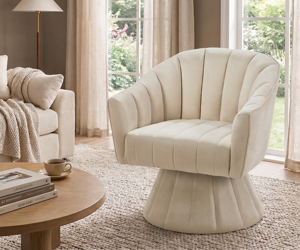 Swivel Armchair Linen Beige Set of 2 | Simpledeals