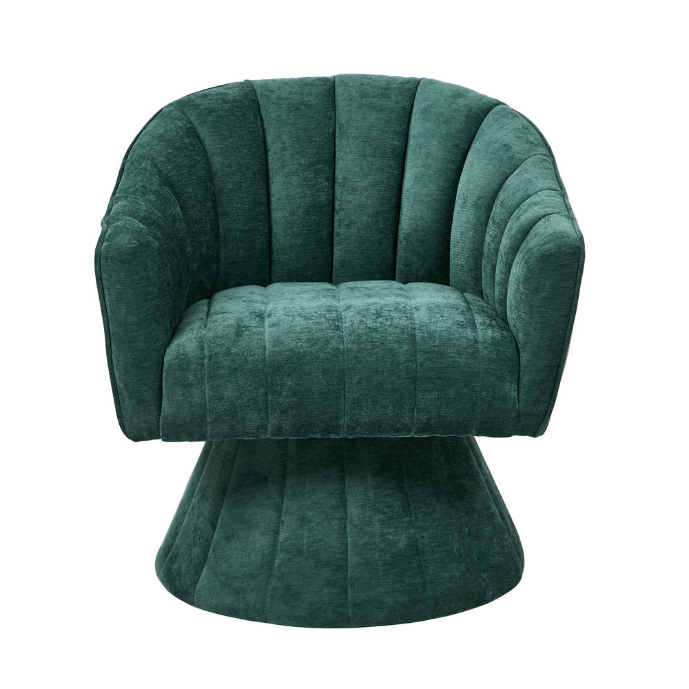 2x Swivel Armchair Linen Fabric Lounge Chair Accent Green
