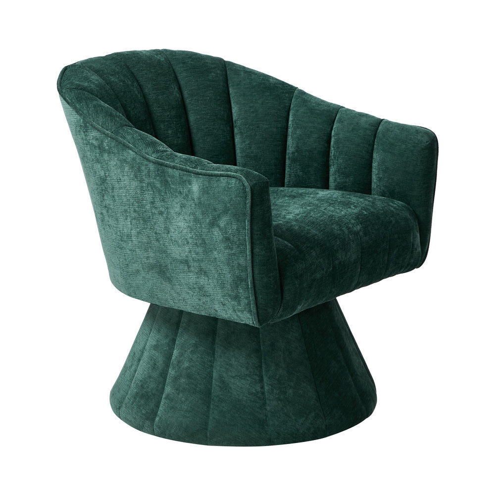 2x Swivel Armchair Linen Fabric Lounge Chair Accent Green