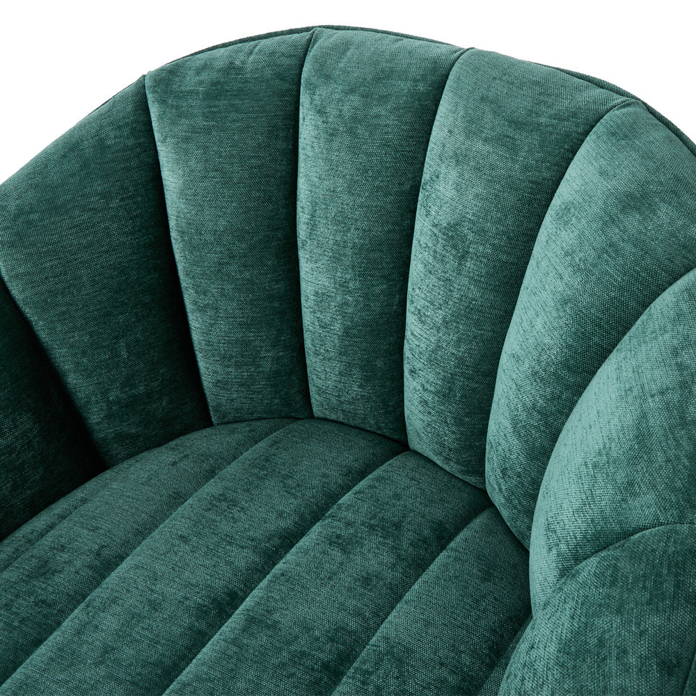 2x Swivel Armchair Linen Fabric Lounge Chair Accent Green