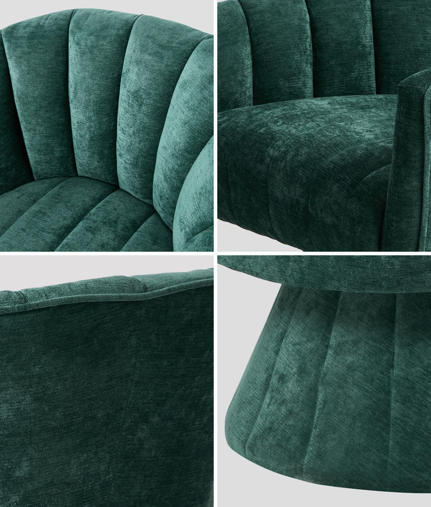 2x Swivel Armchair Linen Fabric Lounge Chair Accent Green