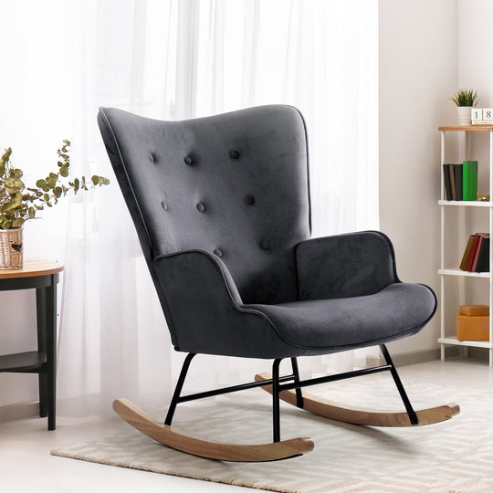 Rocking Chair Armchair Velvet Accent Chairs Fabric