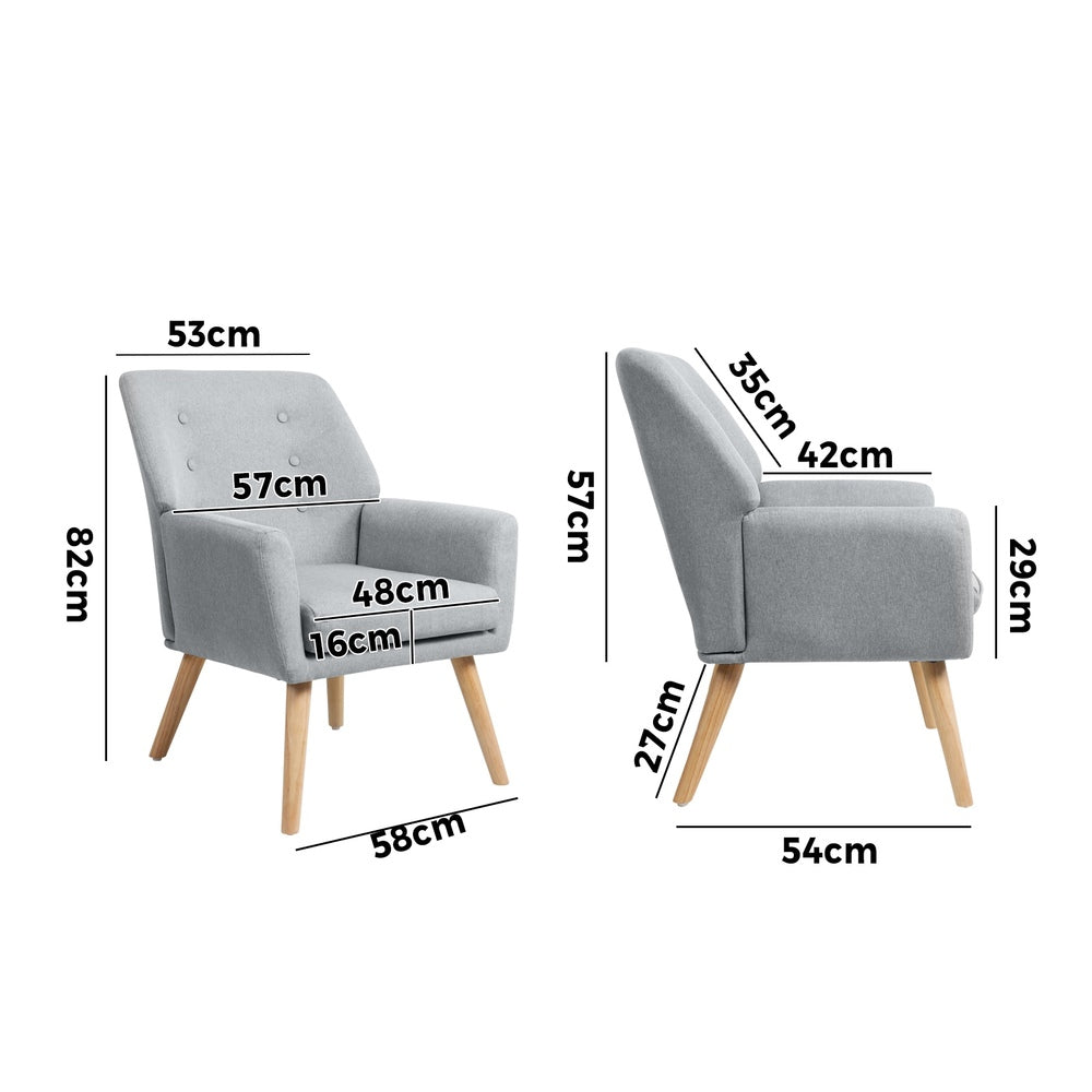 Armchair Linen Fabric Beige