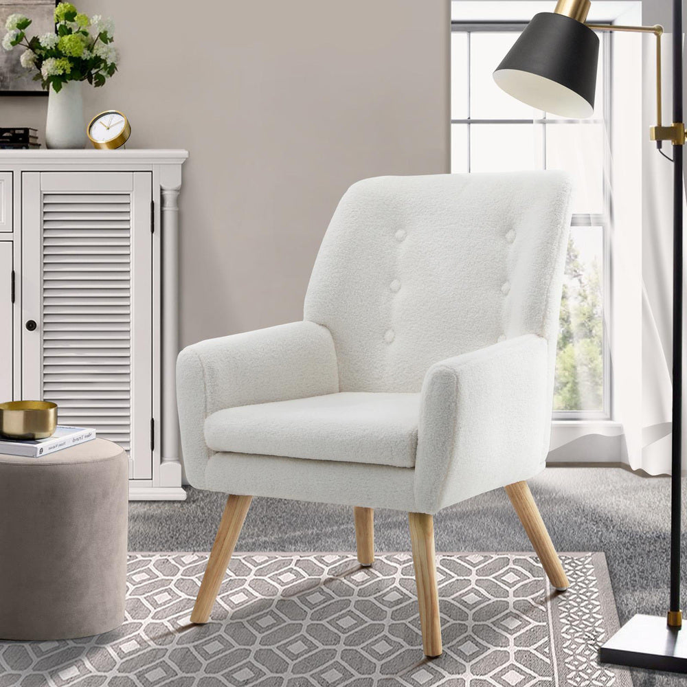 Armchair Linen Fabric Beige