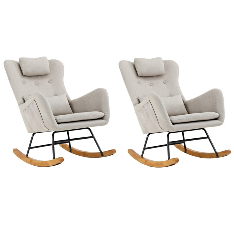 Linen finish - Rocking Chair Nursing Armchair Linen/Sherpa 2 Pillow