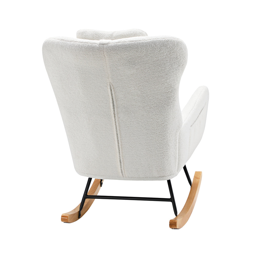 Rocking Chair Nursing Armchair Linen/Sherpa 2 Pillow