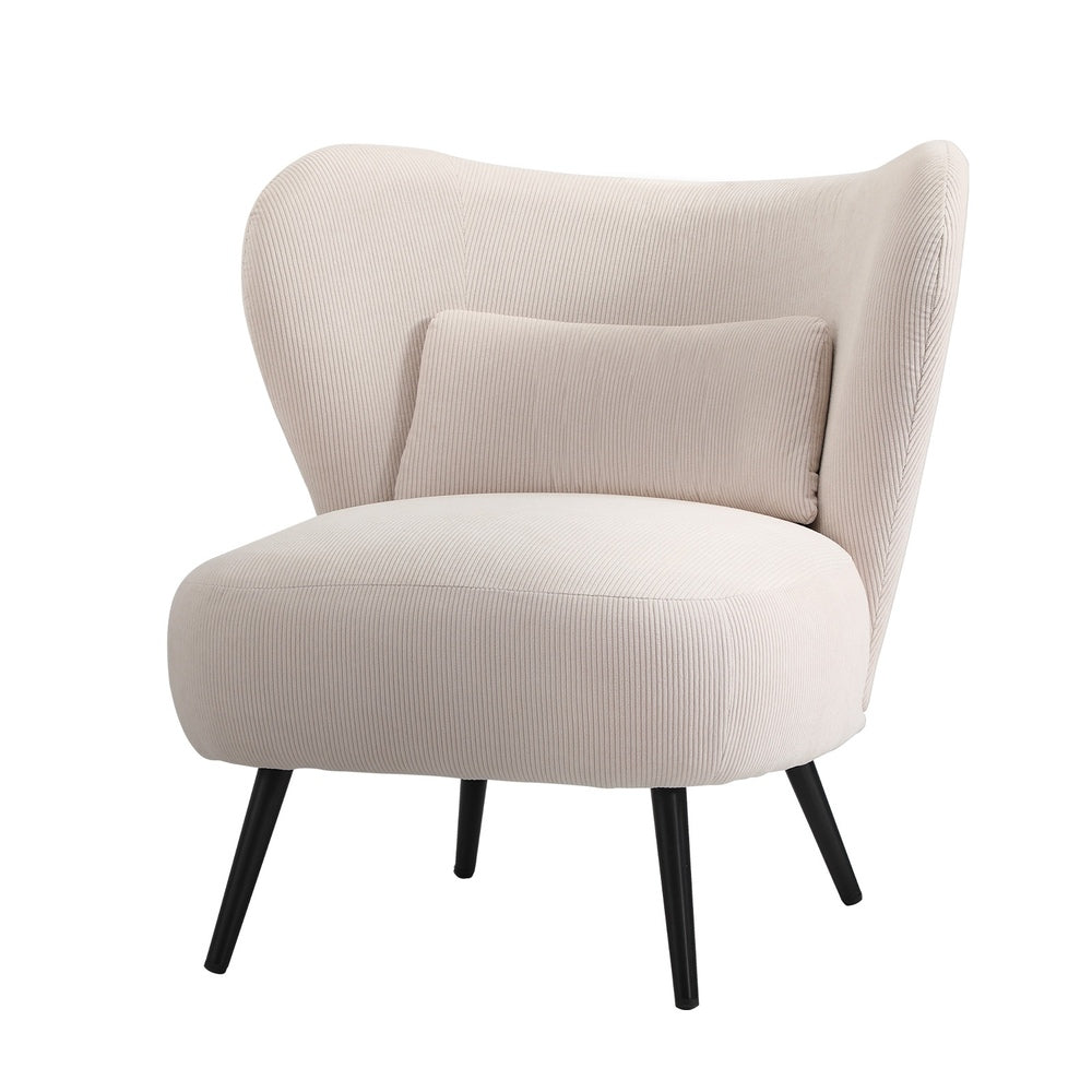 Armchair with Lumbar Pillow Wingback Velvet Orange/Beige