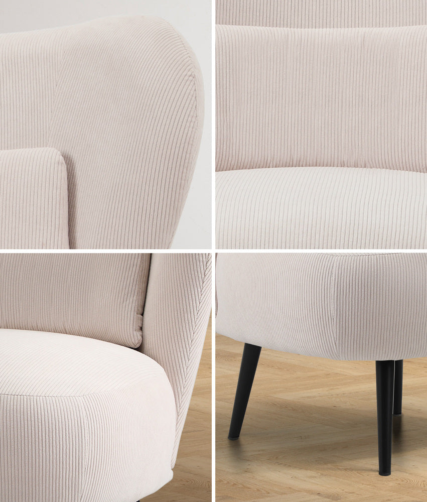 Armchair with Lumbar Pillow Wingback Velvet Orange/Beige