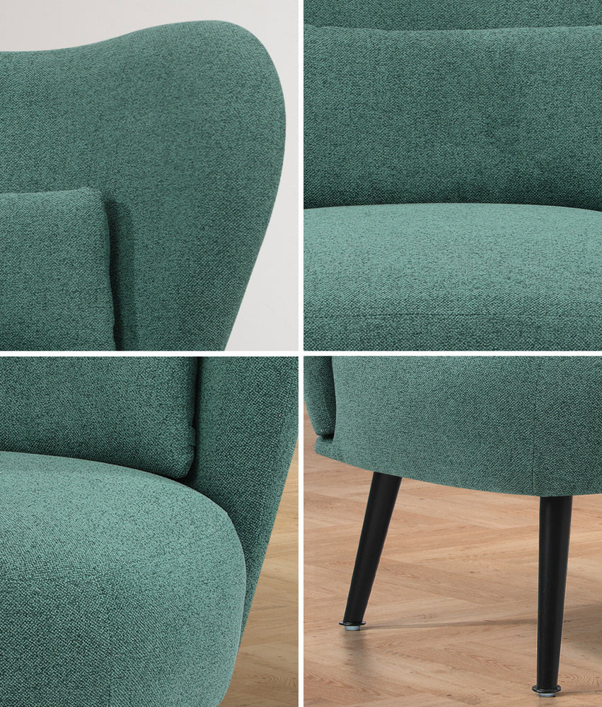 Armchair with Lumbar Pillow Wingback Polyester linen Green