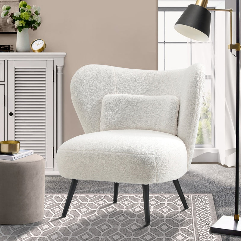 Lounge Chair with Lumbar Pillow Wingback Boucle/Velvet with Velvet finish - photo 18