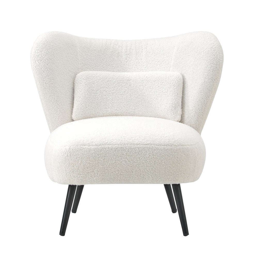 Lounge Chair with Lumbar Pillow Wingback Boucle/Velvet