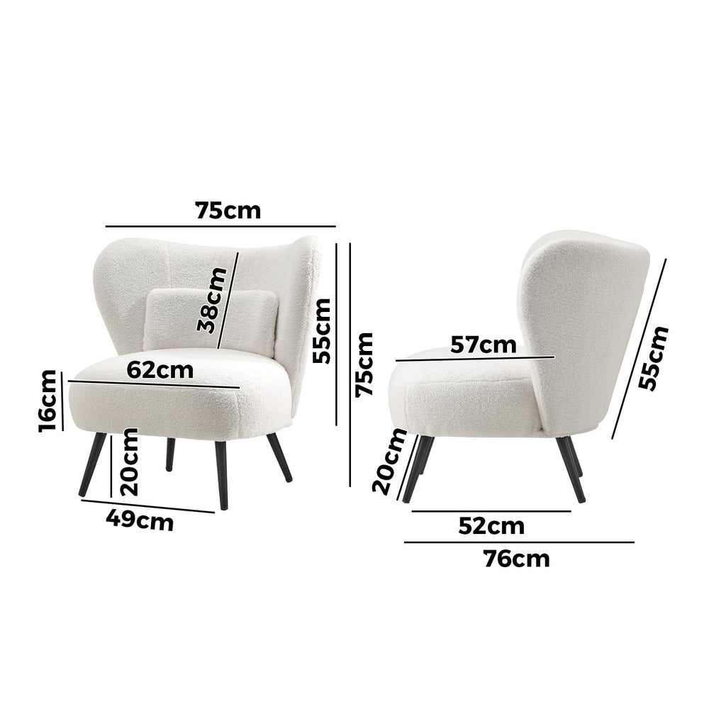 Lounge Chair with Lumbar Pillow Wingback Boucle/Velvet