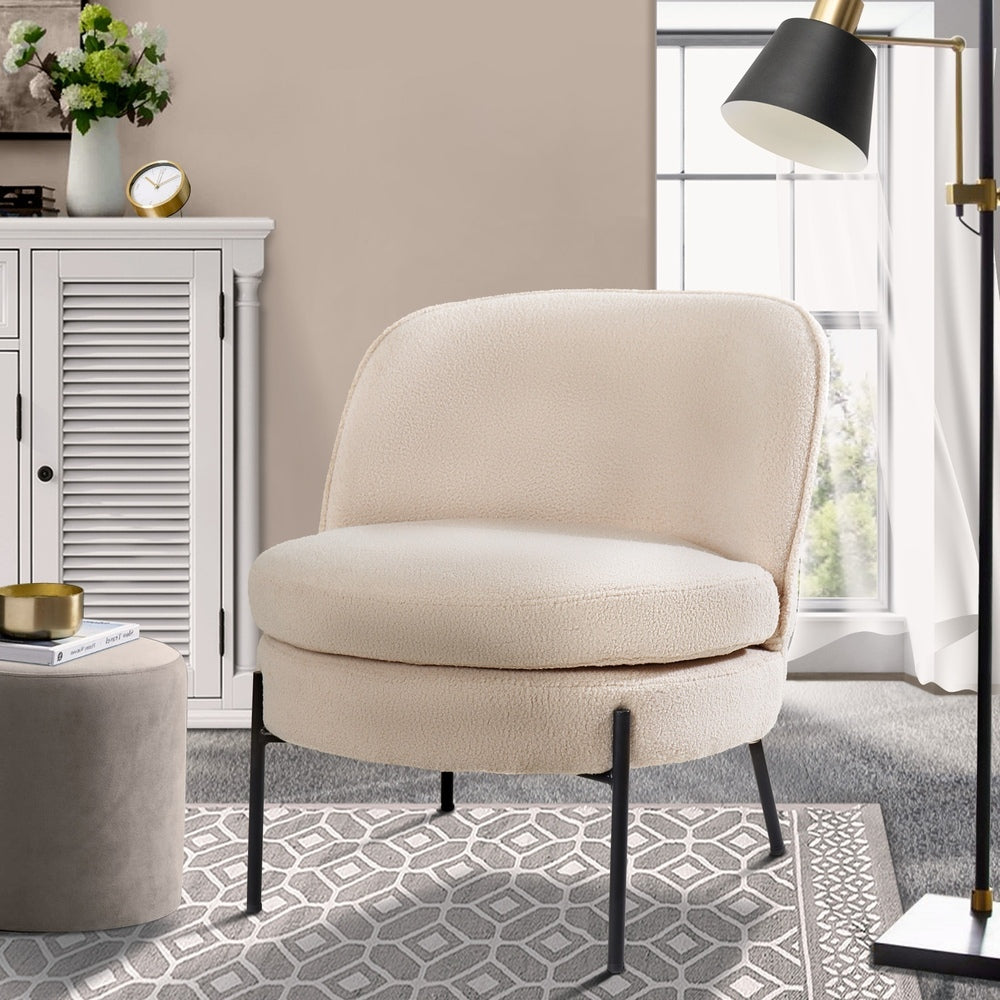 Boucle Armchair Wide Padded Seat Beige | Simpledeals