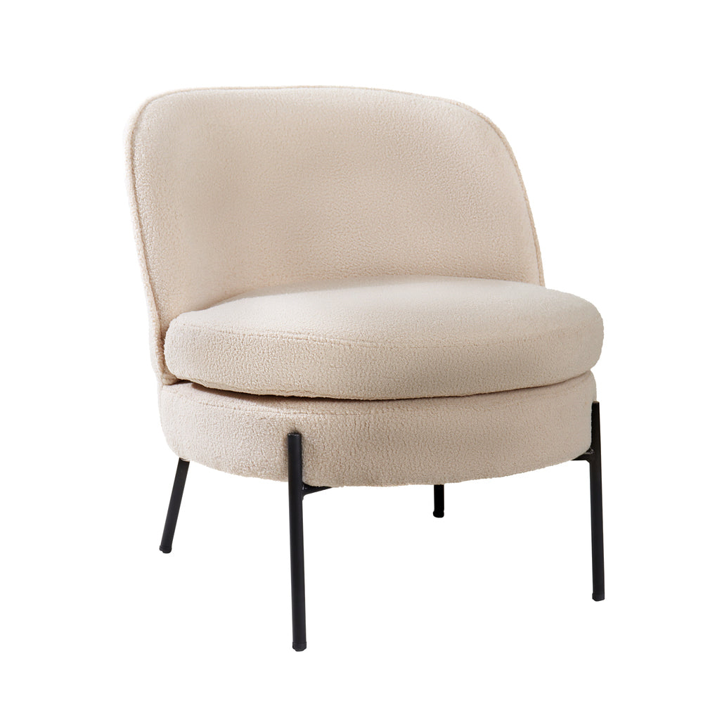 Boucle Armchair Wide Padded Seat Beige | Simpledeals