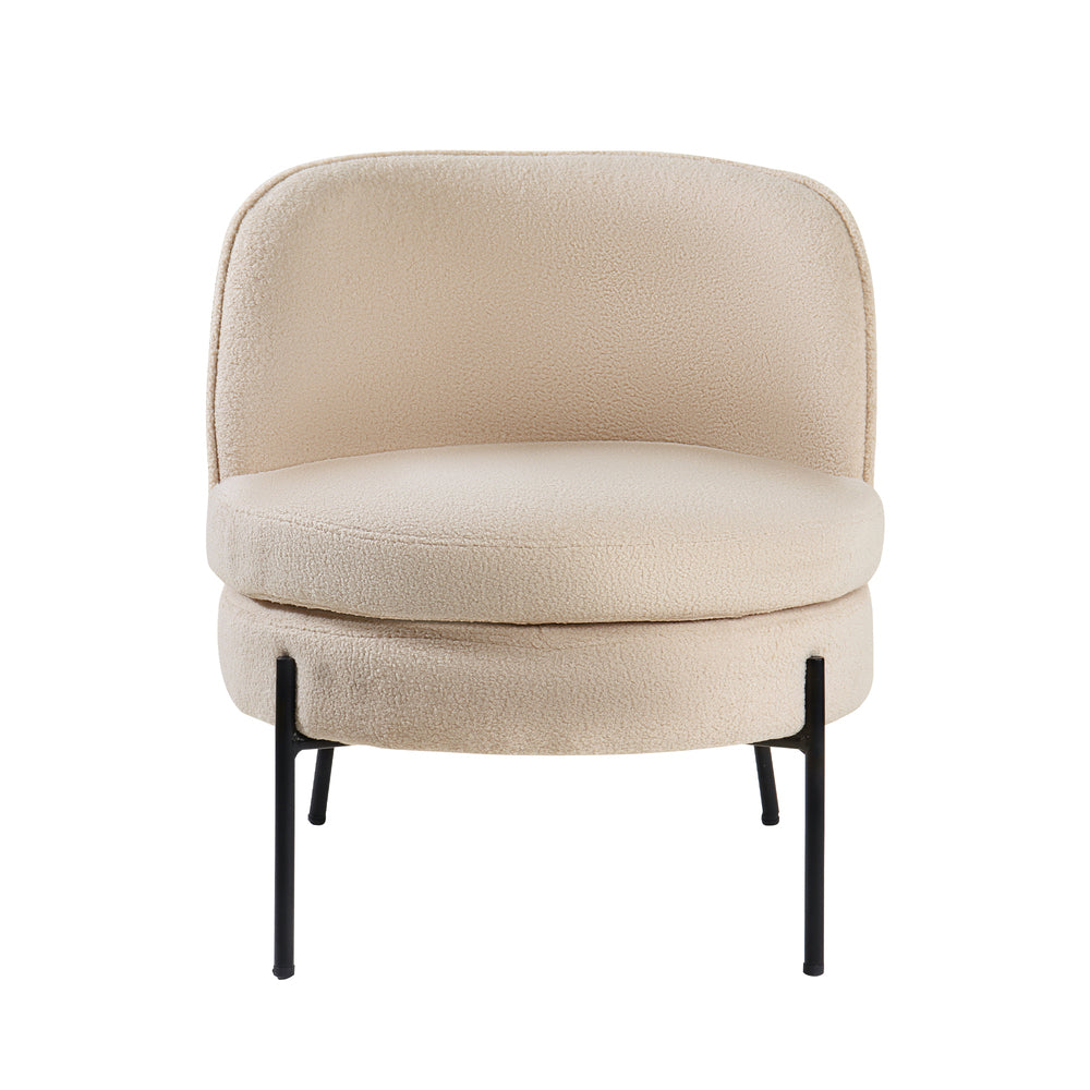 Boucle Armchair Wide Padded Seat Beige | Simpledeals