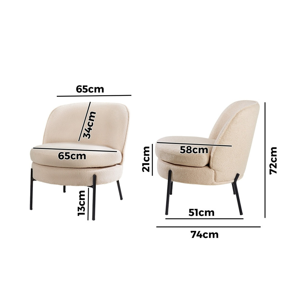 Boucle Armchair Wide Padded Seat Beige | Simpledeals