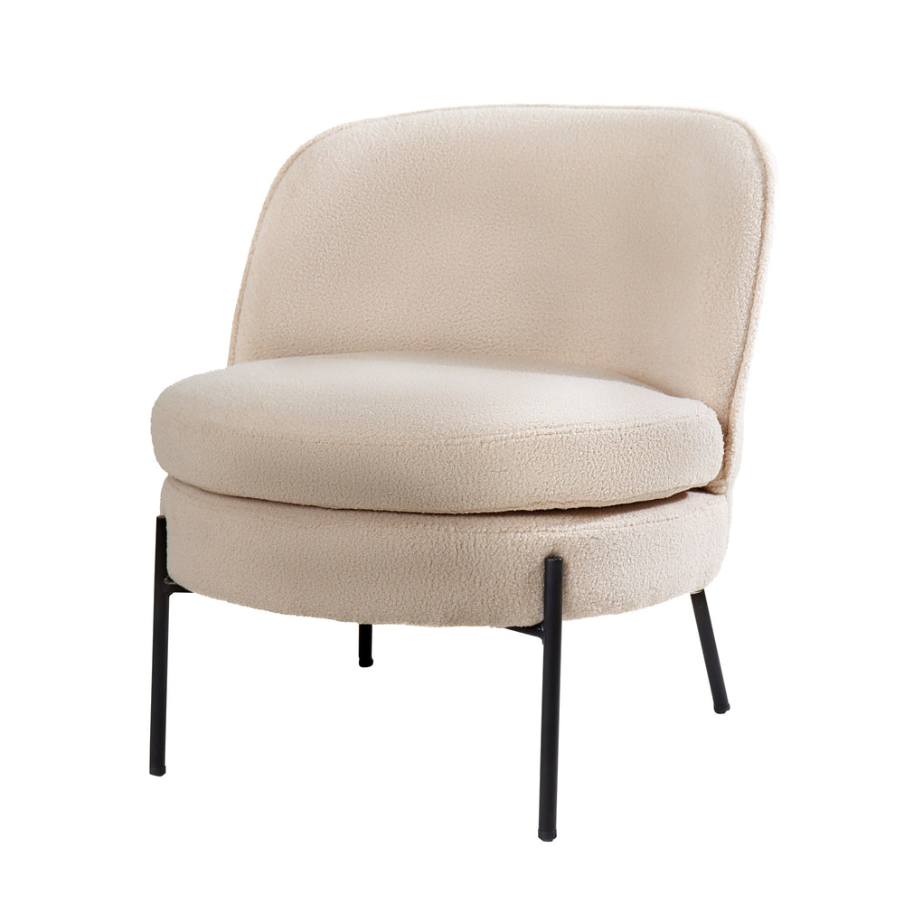 Boucle Armchair Wide Padded Seat Beige | Simpledeals