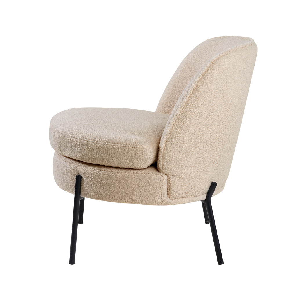 Boucle Armchair Wide Padded Seat Beige | Simpledeals