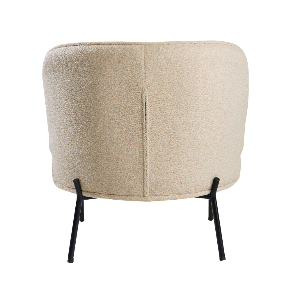 Boucle Armchair Wide Padded Seat Beige | Simpledeals