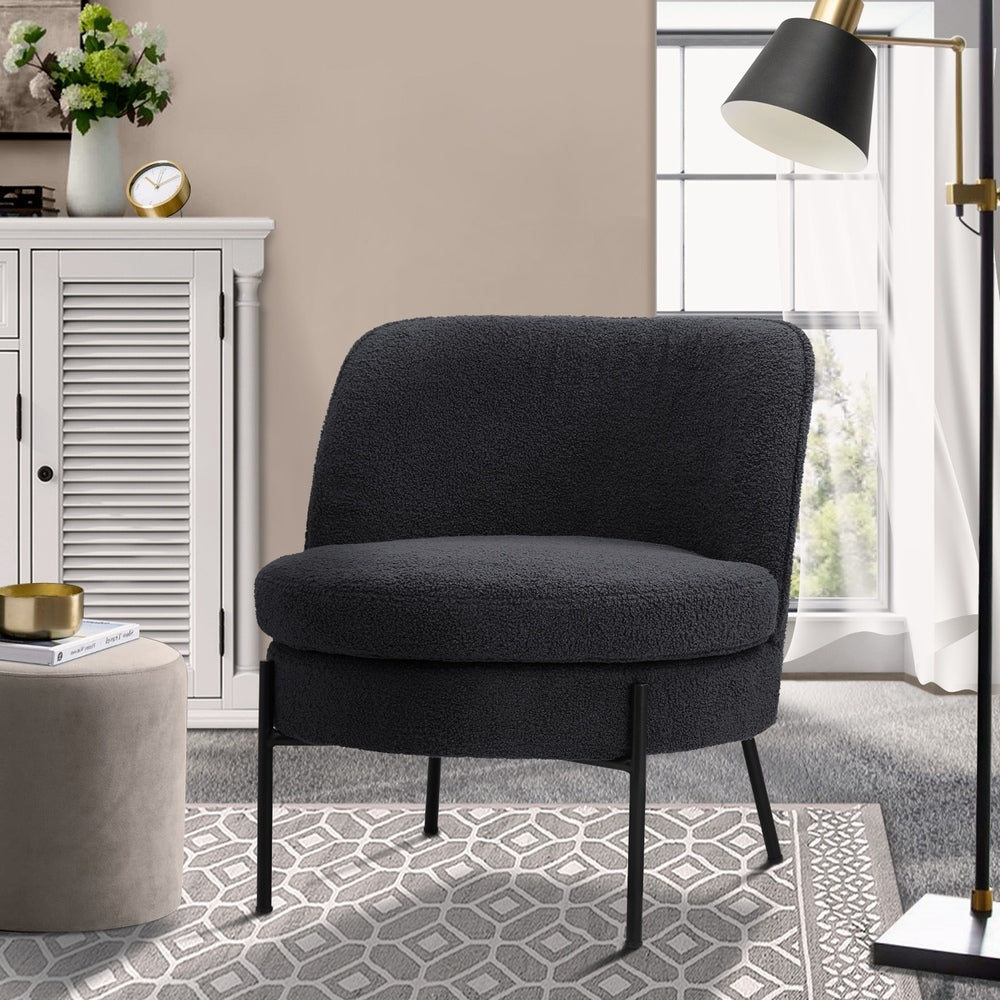 Boucle Armchair Wide Padded Seat Charcoal | Simpledeals