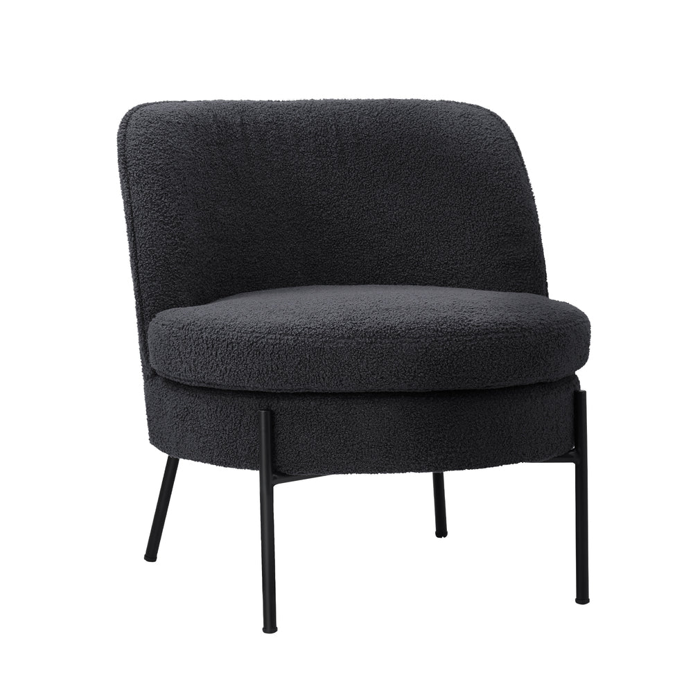 Boucle Armchair Wide Padded Seat Charcoal | Simpledeals