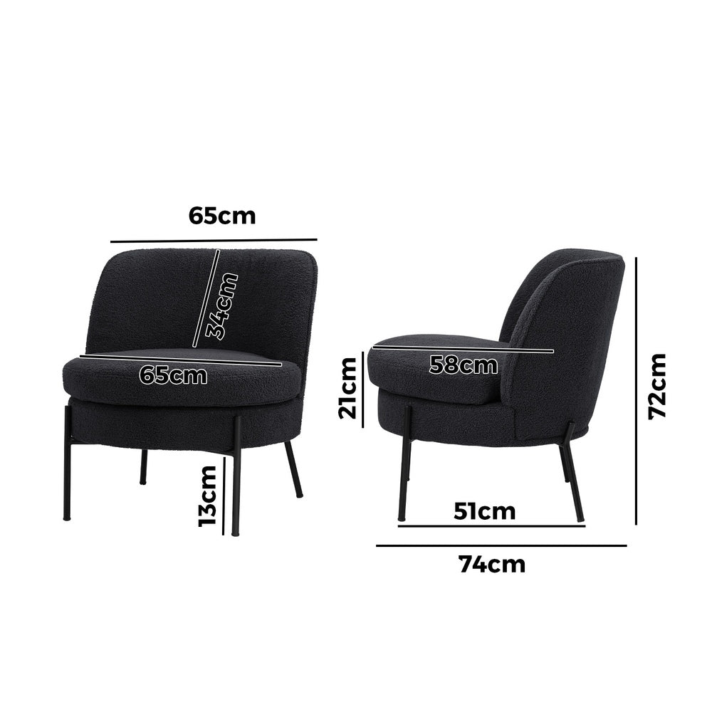 Boucle Armchair Wide Padded Seat Charcoal | Simpledeals