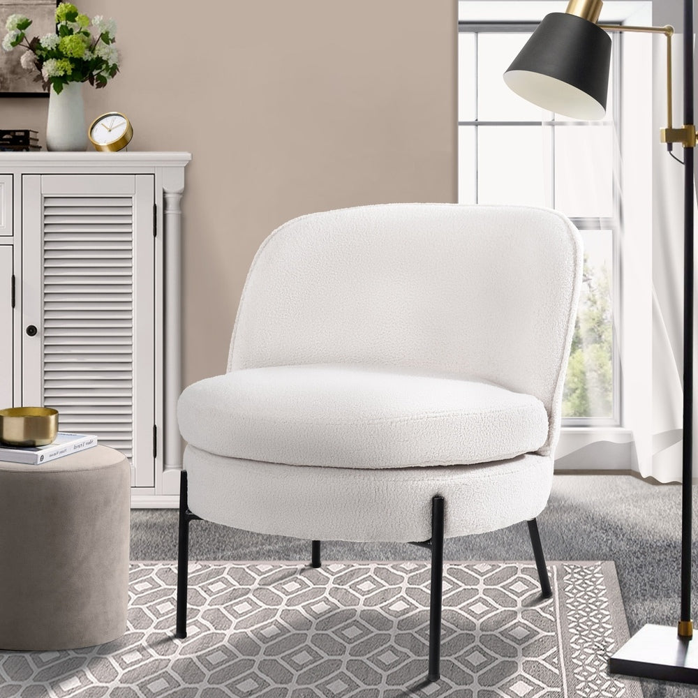 Boucle Armchair Wide Padded Seat White | Simpledeals