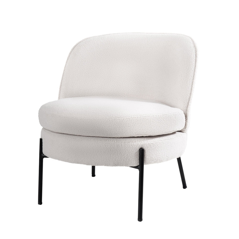 Boucle Armchair Wide Padded Seat White | Simpledeals