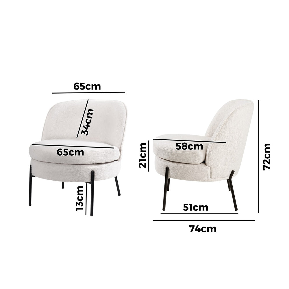 Boucle Armchair Wide Padded Seat White | Simpledeals