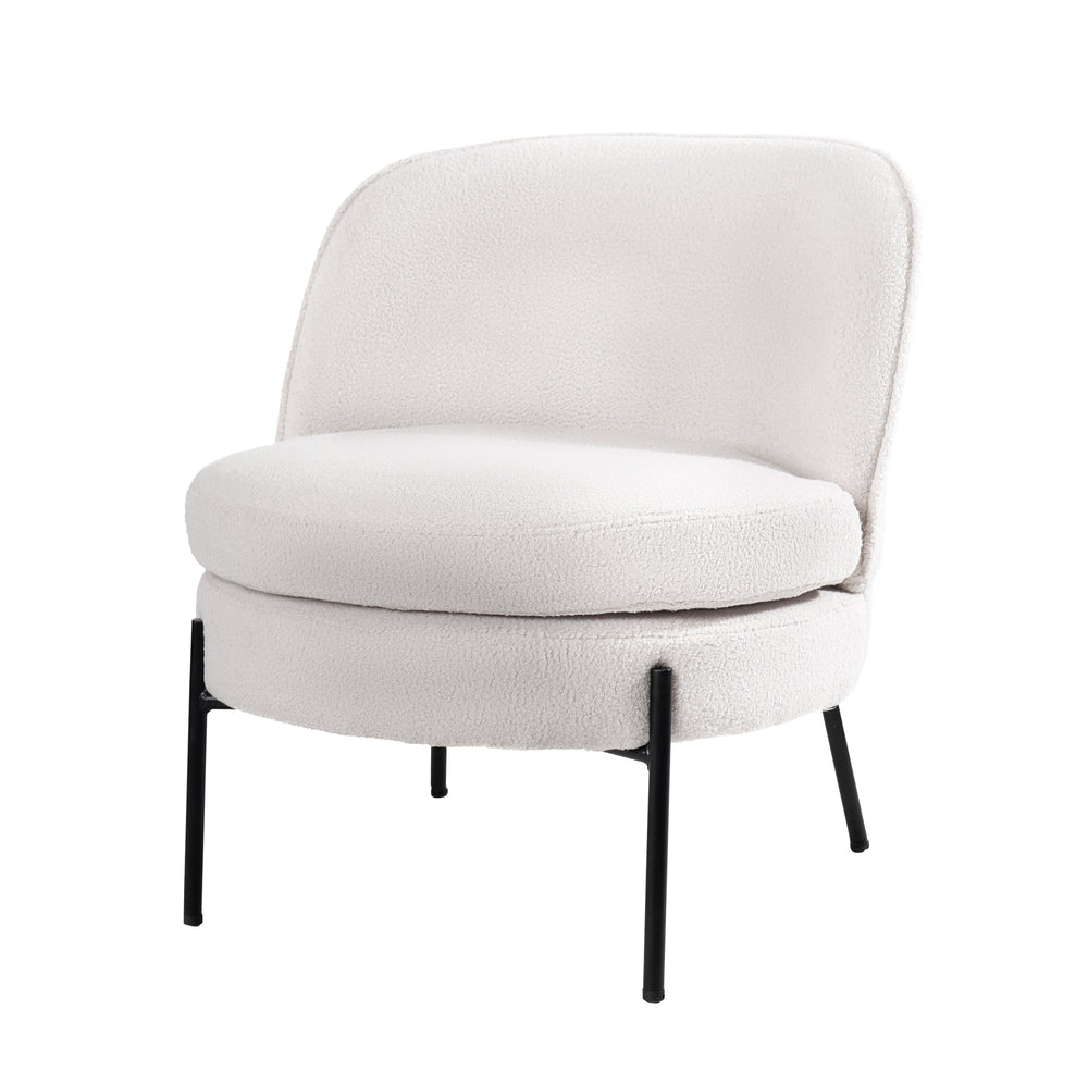Boucle Armchair Wide Padded Seat White | Simpledeals