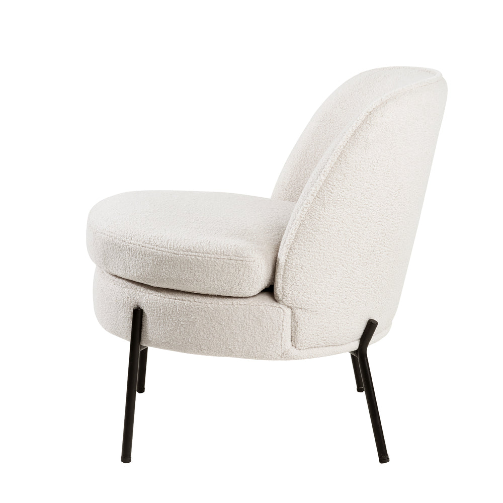 Boucle Armchair Wide Padded Seat White | Simpledeals