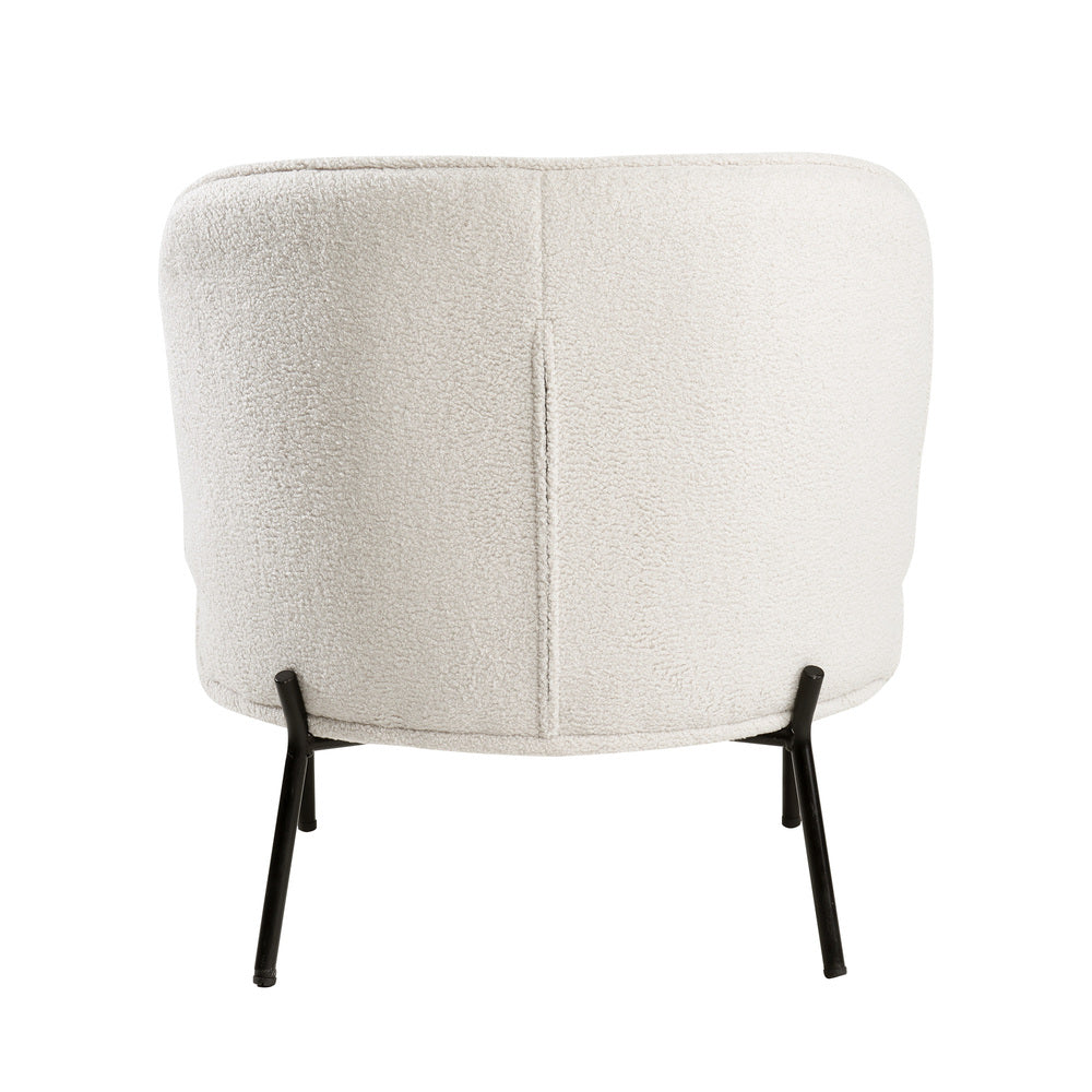 Boucle Armchair Wide Padded Seat White | Simpledeals